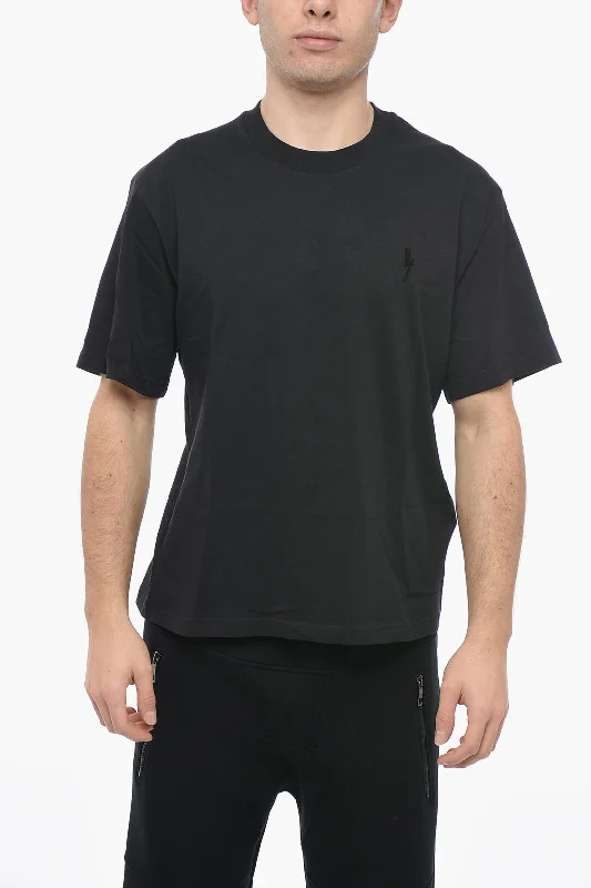 Neil Barrett Slim Fit Crew-Neck BOLT T-shirt with Embroidery