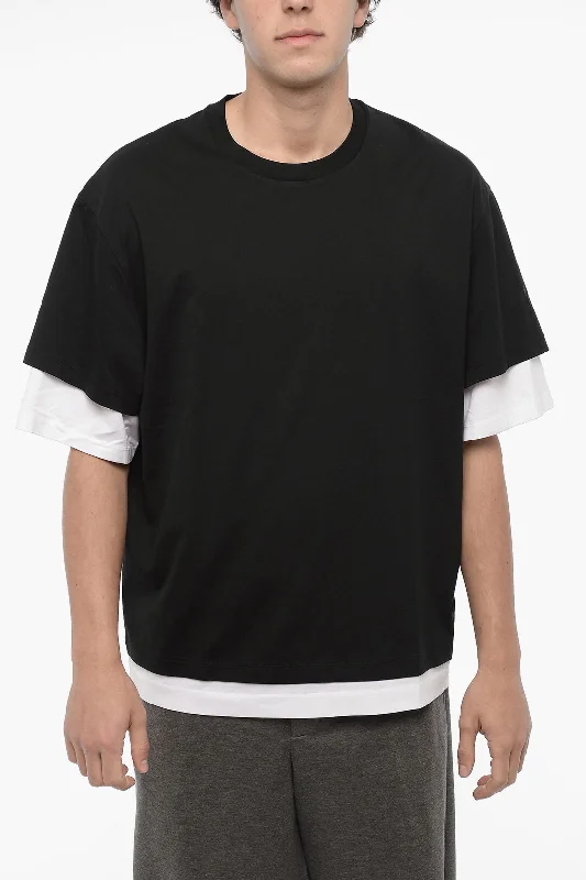 Neil Barrett Slim Fit Crew-neck T-shirt with Contrat Egdes