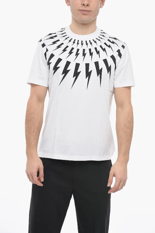 Neil Barrett Slim Fit FAIR-ISLE THUNDERBOLT Crew-neck T-Shirt