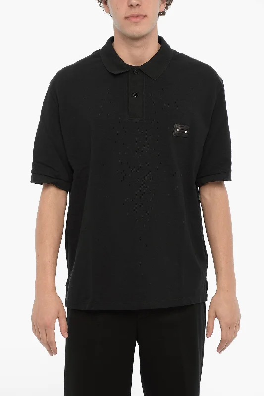 Neil Barrett Solid Color Loose Fit Polo Shirt with Piercing Detail