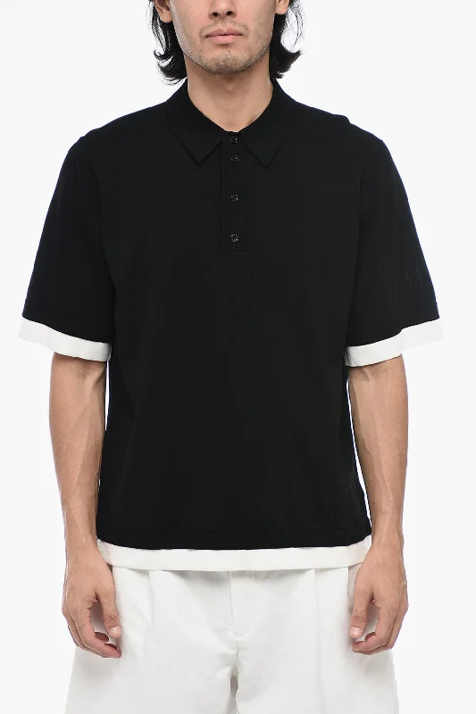 Neil Barrett Technical Fabric Loose Fit Polo Shirt with Contrasting Hem