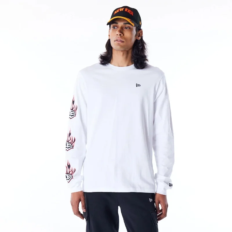 New Era Flag Flame White Long Sleeve T-Shirt