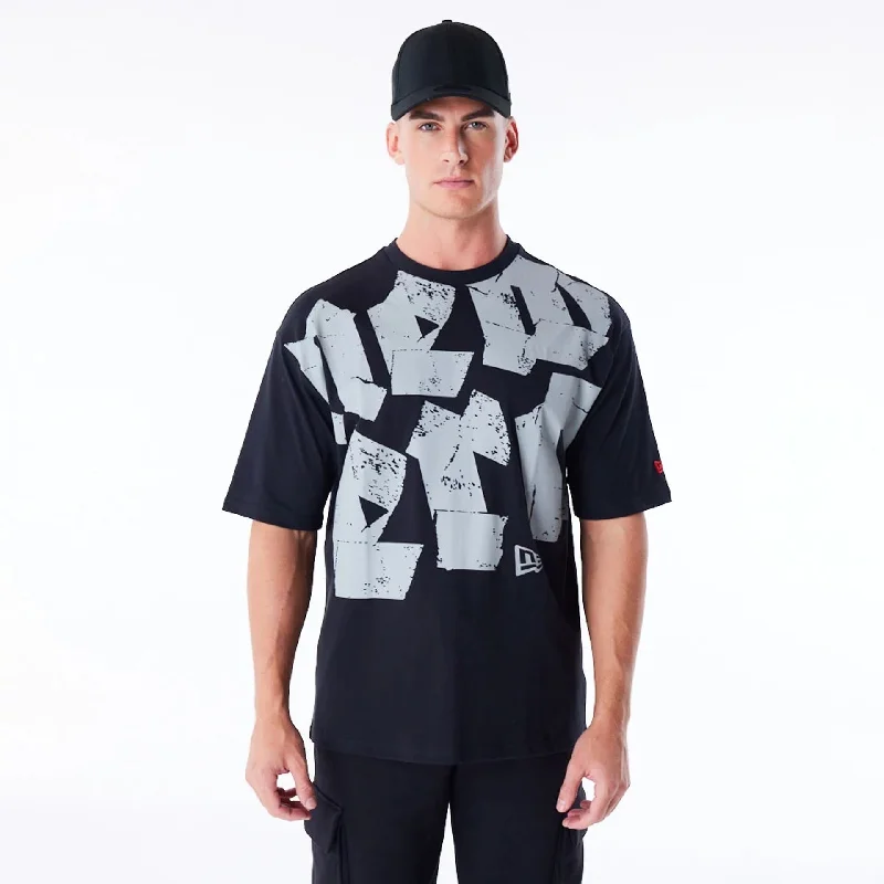 New Era Font Graphic Black Oversized T-Shirt