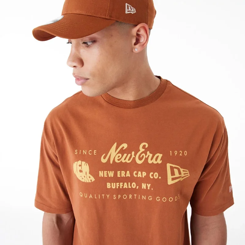 New Era Heritage Patch Brown Oversized T-Shirt