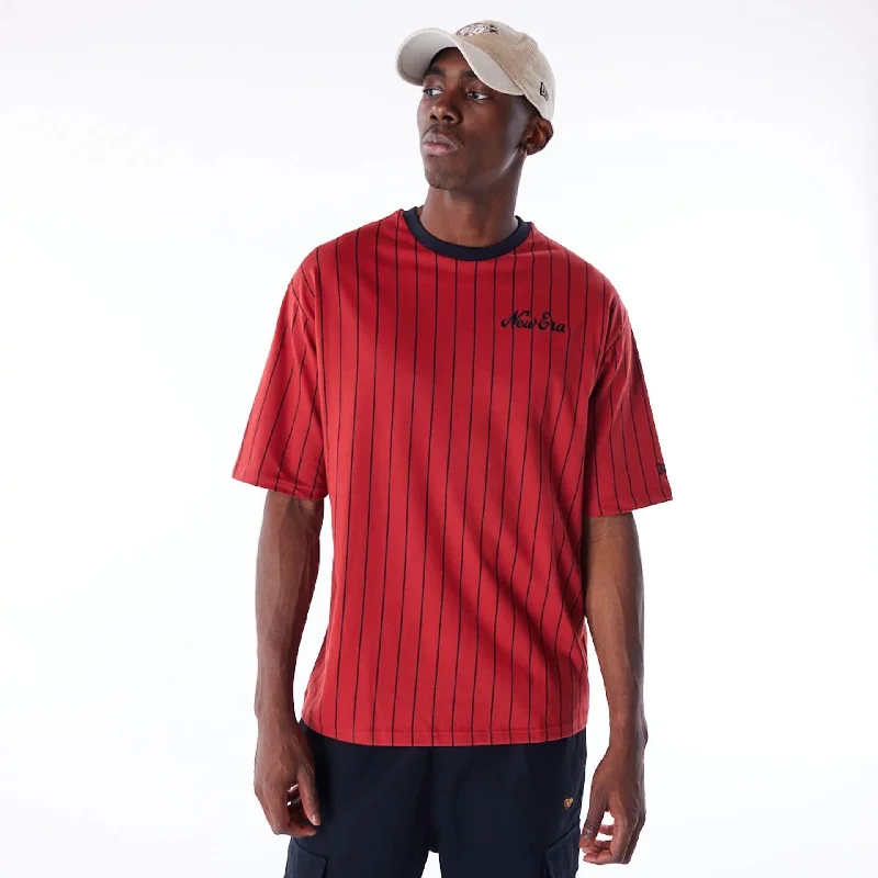 New Era Pinstripe Red Oversized T-Shirt