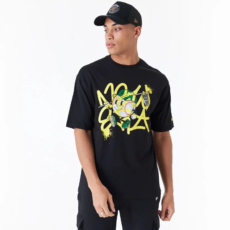 New Era Spray Graphic Black Oversized T-Shirt