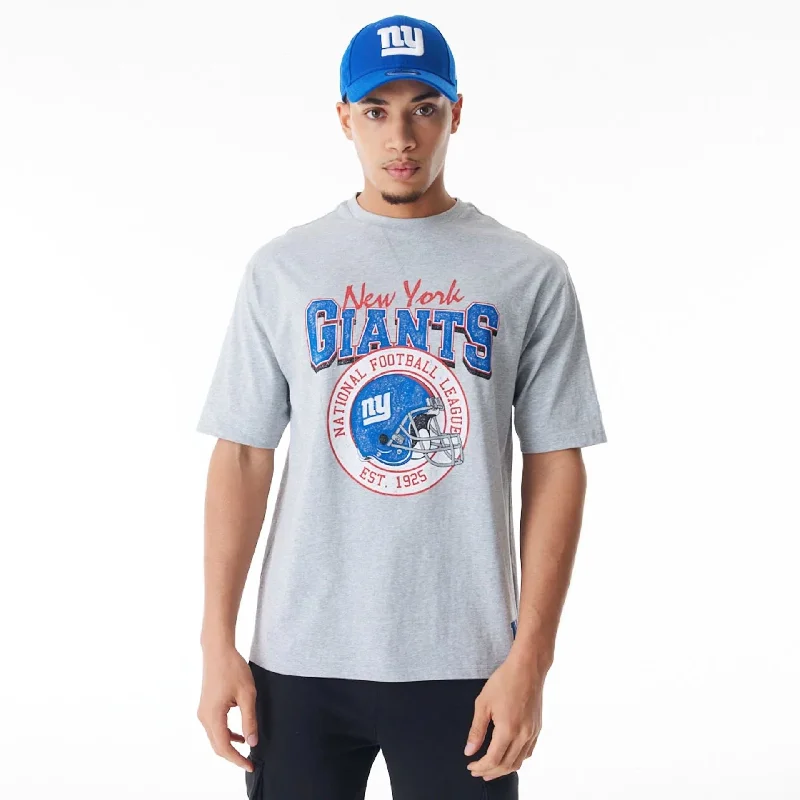 New York Giants NFL Helmet Graphic Grey Oversized T-Shirt