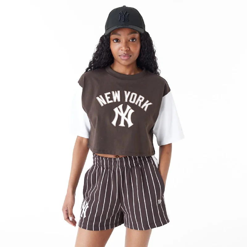 New York Yankees MLB Lifestyle Brown Womens Crop T-Shirt