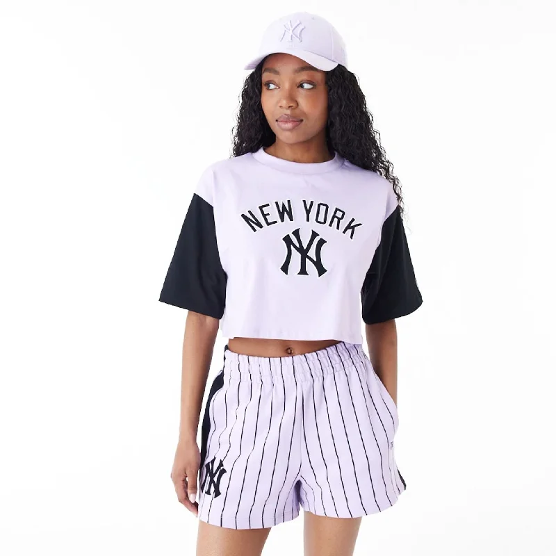 New York Yankees MLB Lifestyle Purple Womens Crop T-Shirt