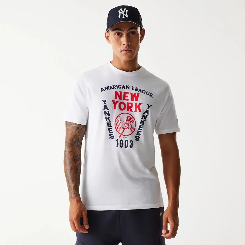 New York Yankees MLB Slanted Logo White T-Shirt