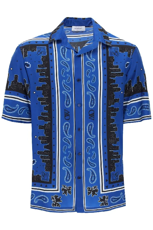 Off- Men's Skyline Paisley Bowling Shirt With Pattern