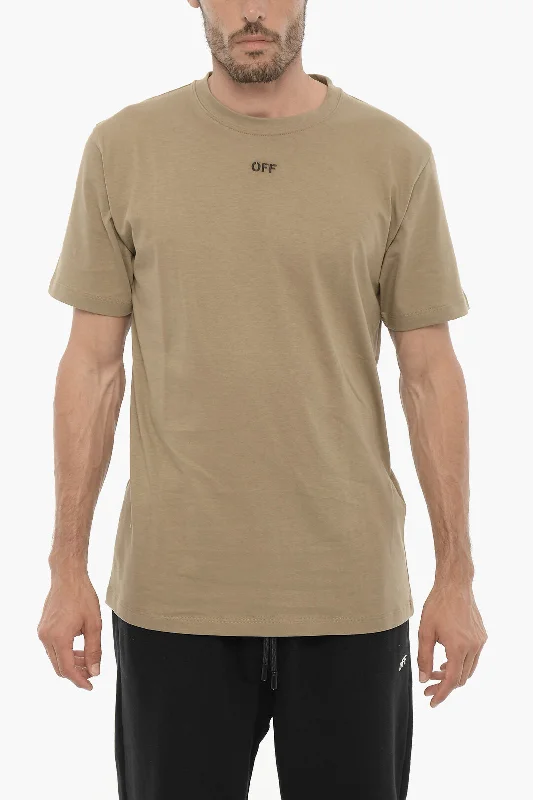 Off-White Slim Fit Crew-neck T-Shirt with Embroidered Logo