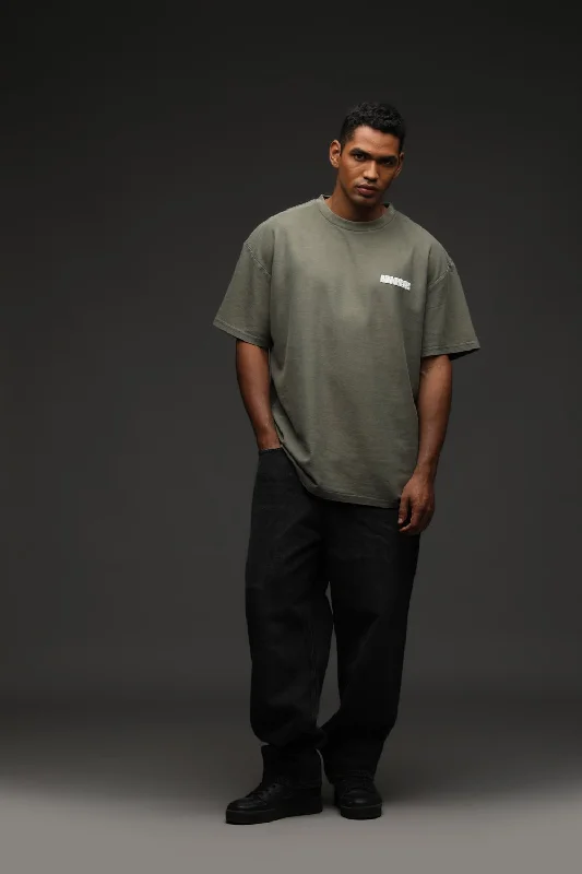 Weekend Savings Spectacle Olive Heavyweight Pique Oversized T-shirt
