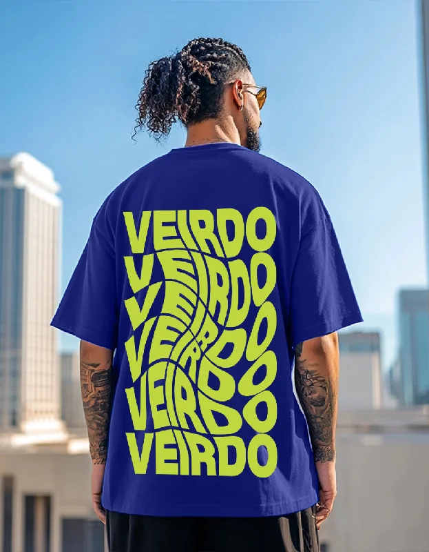 Weekend Deals That Excite Veirdo Blue Oversized Back Graphic Printed Tshirt