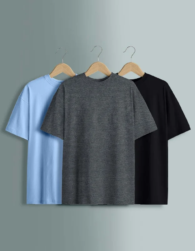 Early Bird Pack of 3 Oversized Tees: Anthra & Black & Dutchcanal