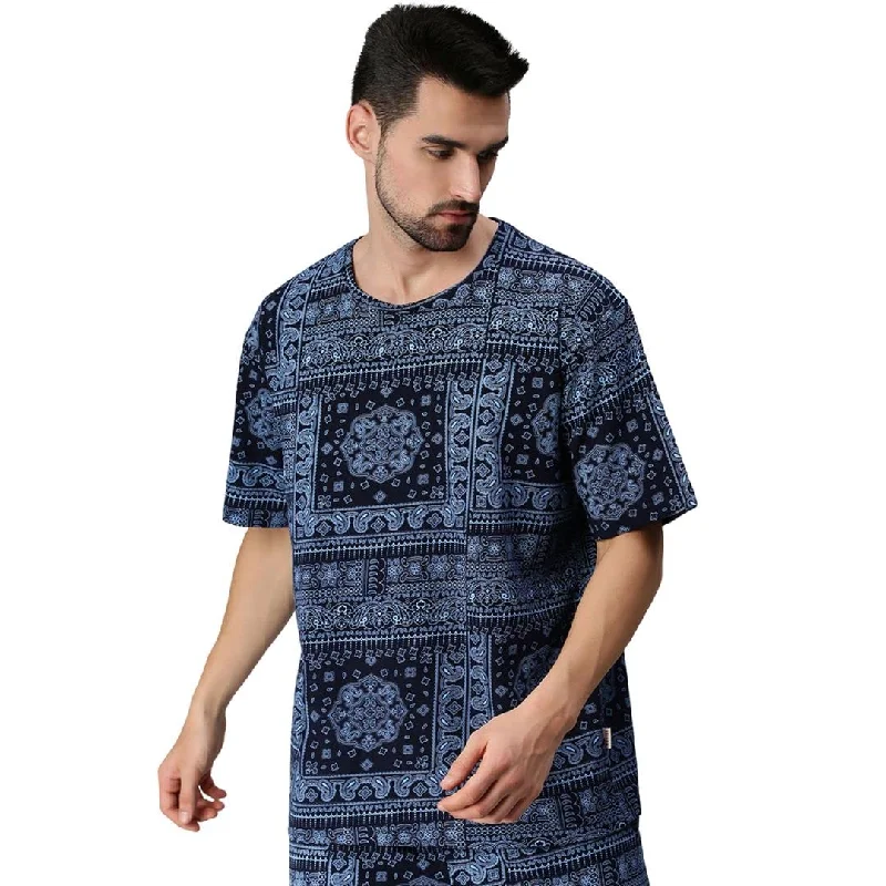 Big Discounts Paisley Navy Oversized All Over Printed Tshirt