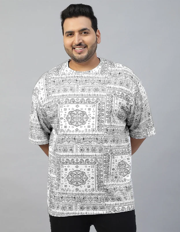Weekend Savings Sensation Paisley White Oversized Plus Size All Over Printed Tshirt Weekend Savings Sensation Paisley White Oversized Plus Size All Over Printed Tshirt
