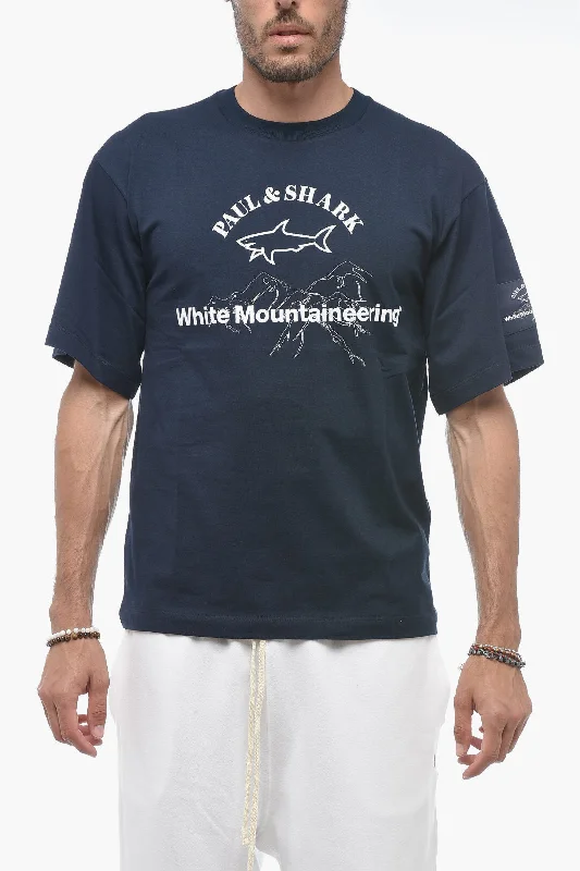 Paul & Shark WHITE MOUNTAINEERING Solid Color Crew-neck T-Shirt with Prin