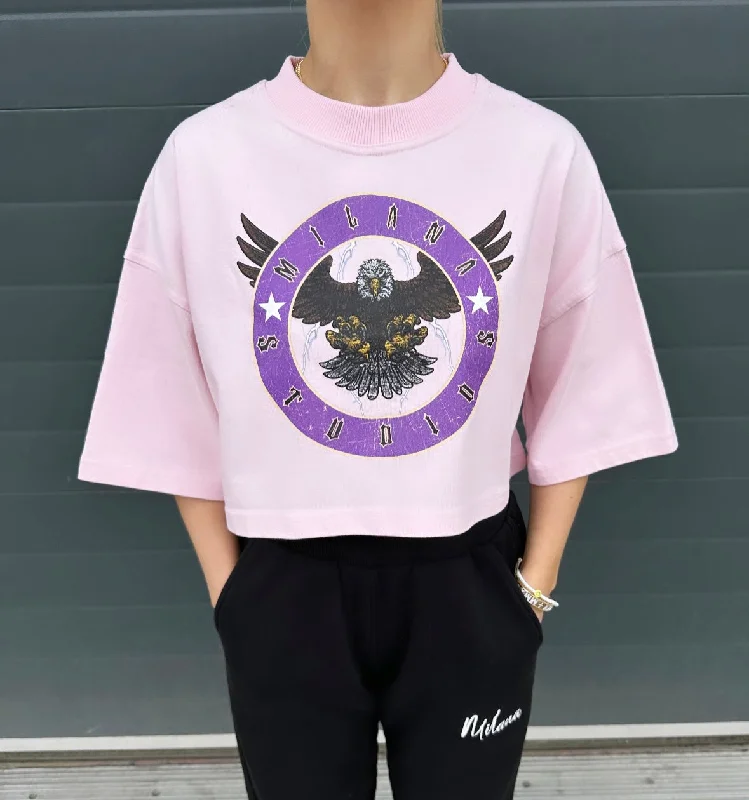 Pink Eagle Cropped Heavyweight T-shirt.