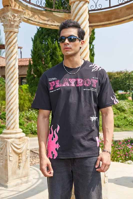 Value Deals Pink Flame Playboy Oversized T-shirt