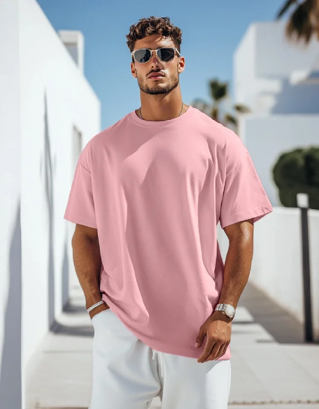 Flash Sale Pink Plain Oversized T-shirt