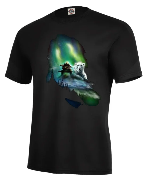 Warehouse Sale Adult Polar Lights T-Shirt (Polar Bear under Northern Lights)