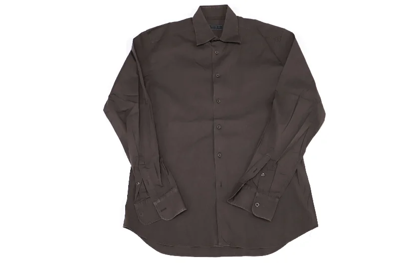 Prada Button Down Shirt in Brown Cotton