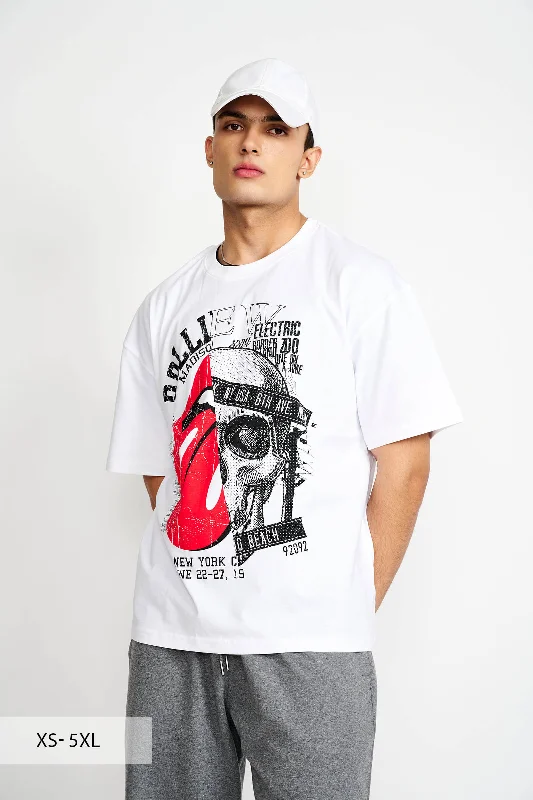 Big Savings Punk White Oversized T-shirt