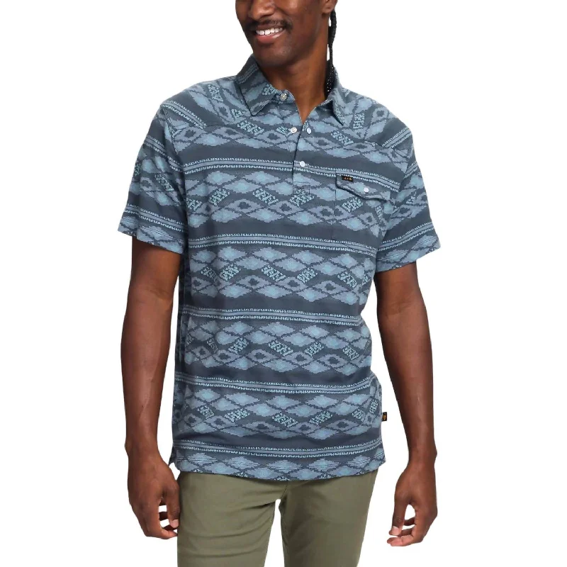 Ranchero Jacquard Polo In Zango Jacquard: Blue Shimmer