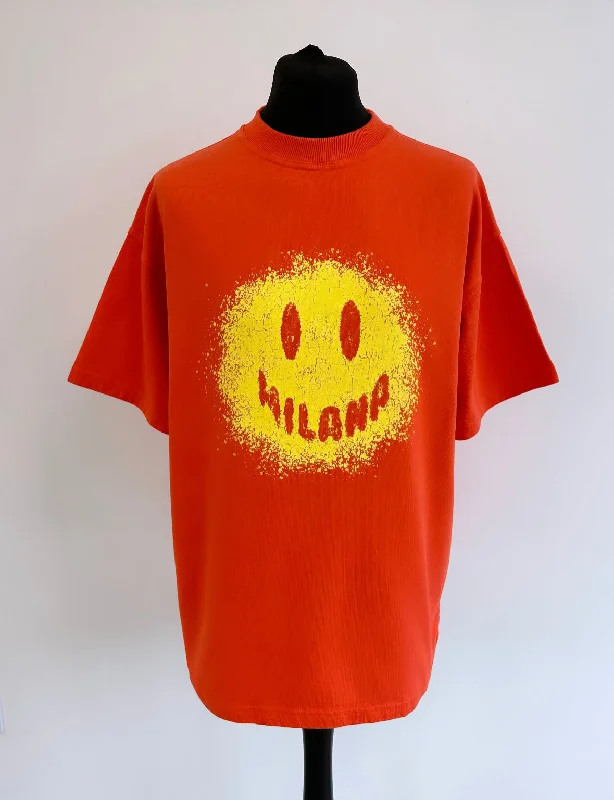 Red Heavyweight Splatter Smiley T-shirt.