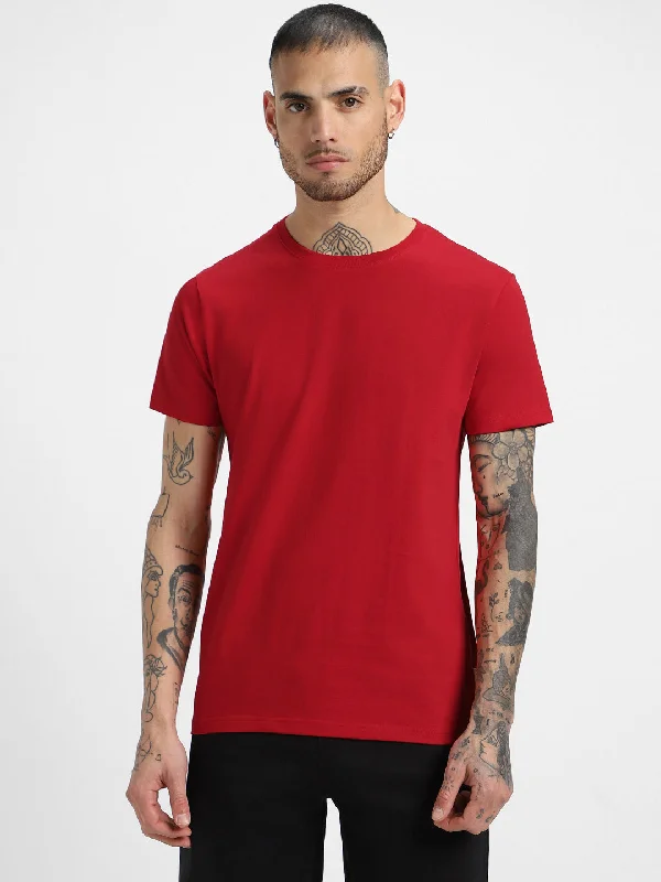 Time-Limited Offer Red Plain Men's Tshirt