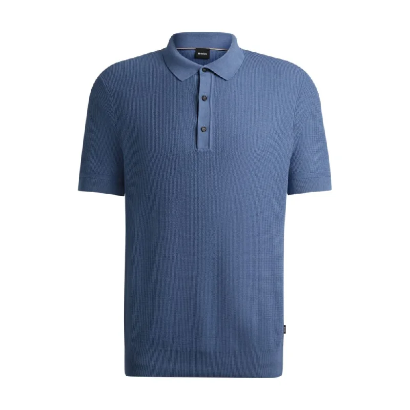 Regular-fit knit polo with mixed structures