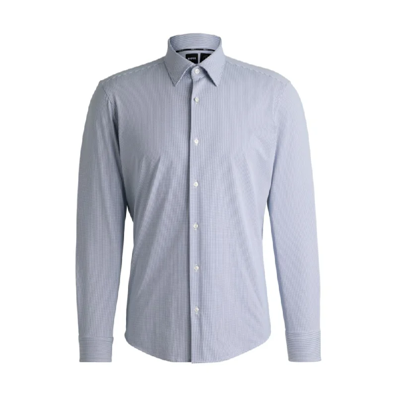 Regular-fit shirt in structured performance-stretch fabric