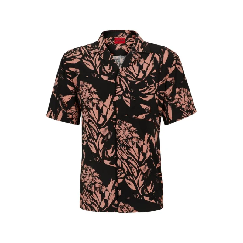 Relaxed-fit shirt in abstract-print canvas