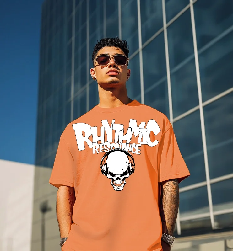 Weekend Offers That Sizzle RHYTHMIC Orange Oversized Typographic Front Printed Tshirt Weekend Offers That Sizzle RHYTHMIC Orange Oversized Typographic Front Printed Tshirt