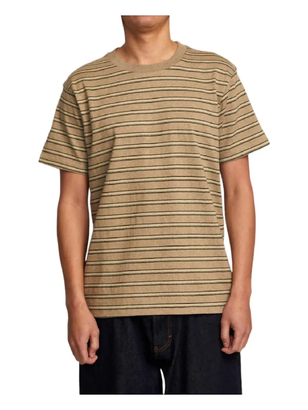 Road Runner Stripe Short Sleeve Top In Latte