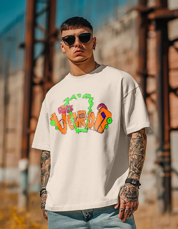 Clearance Event Rock Veirdo Swan White Oversized Chest Graphic Printed Tshirt