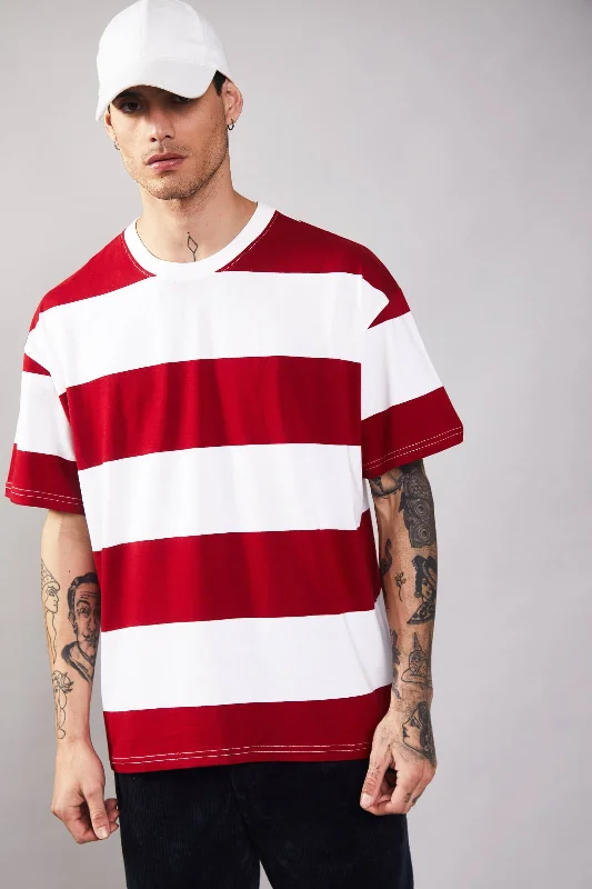Midnight Madness Ruby Stripes Heavyweight Oversized T-shirt