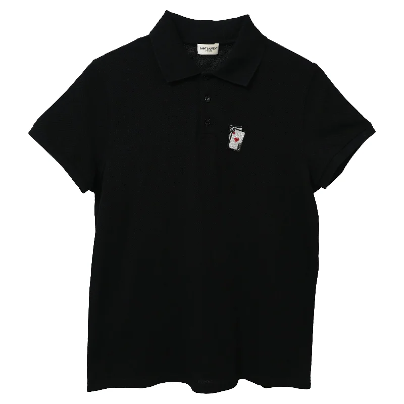 Saint Laurent Playing Card Polo Shirt in Black Cotton