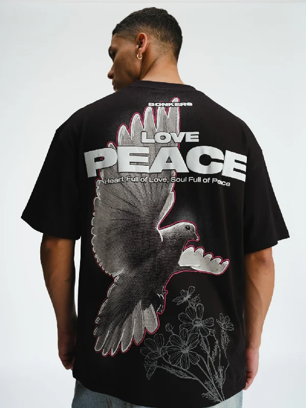 Weekend Offers That Delight Signature Love And Peace Premium Oversized T-shirt