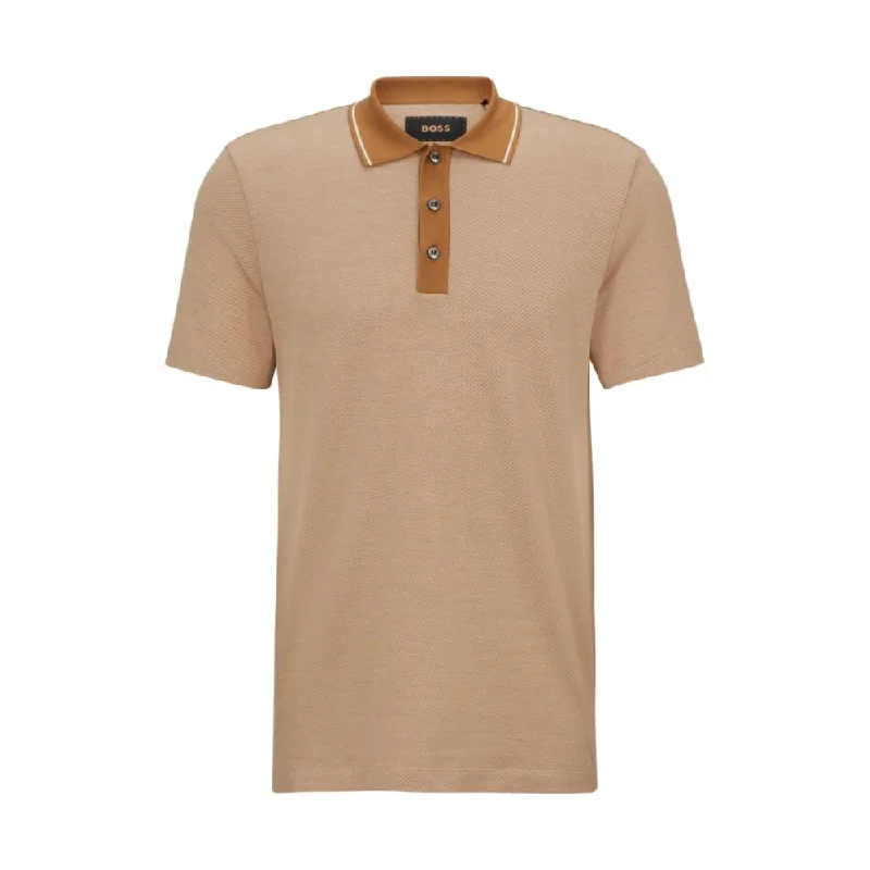 Slim-fit polo shirt in structured cotton and silk