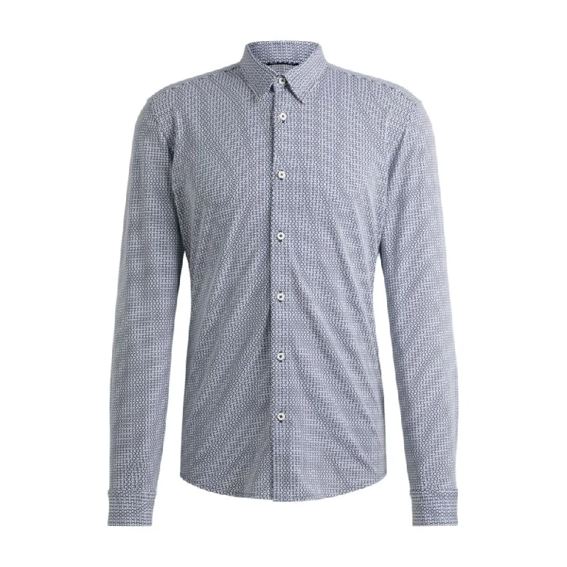 Slim-fit shirt in a printed performance-stretch blend