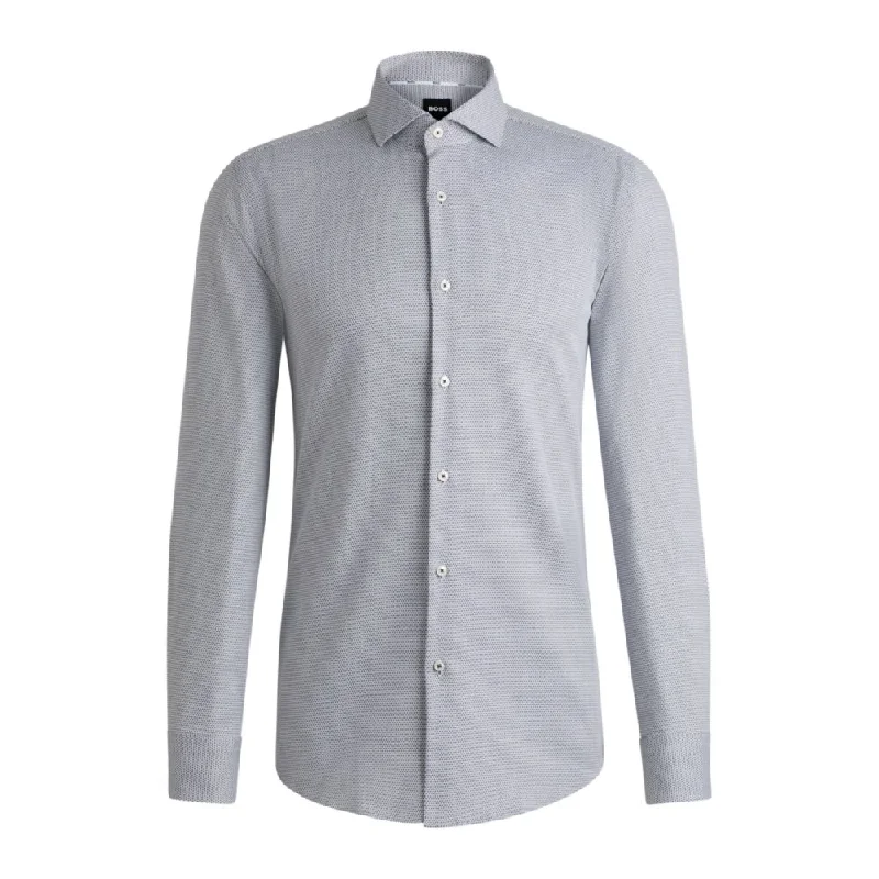 Slim-fit shirt in easy-iron stretch cotton