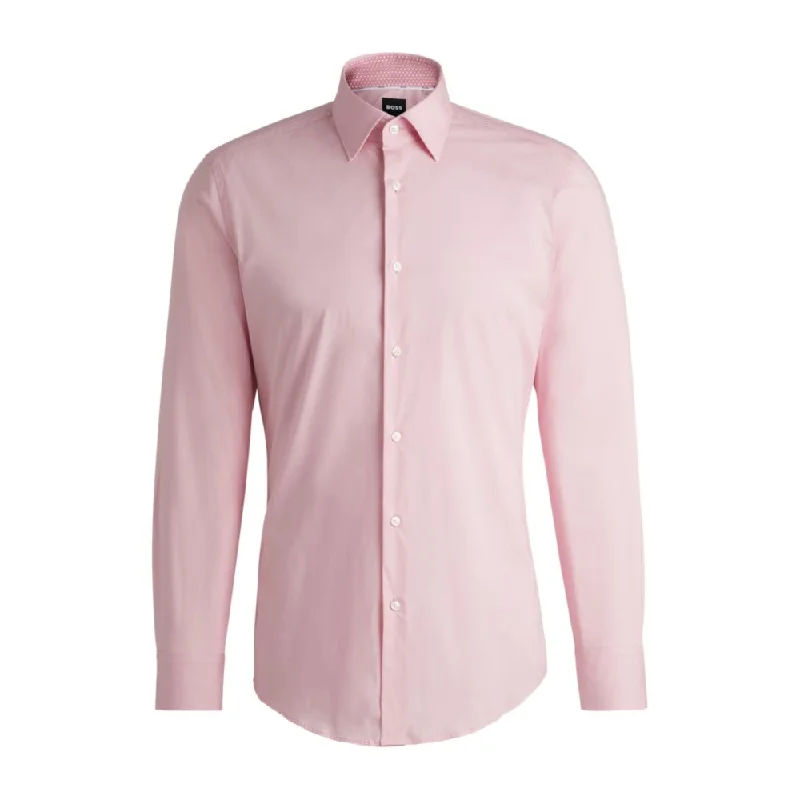 Slim-fit shirt in easy-iron stretch-cotton poplin