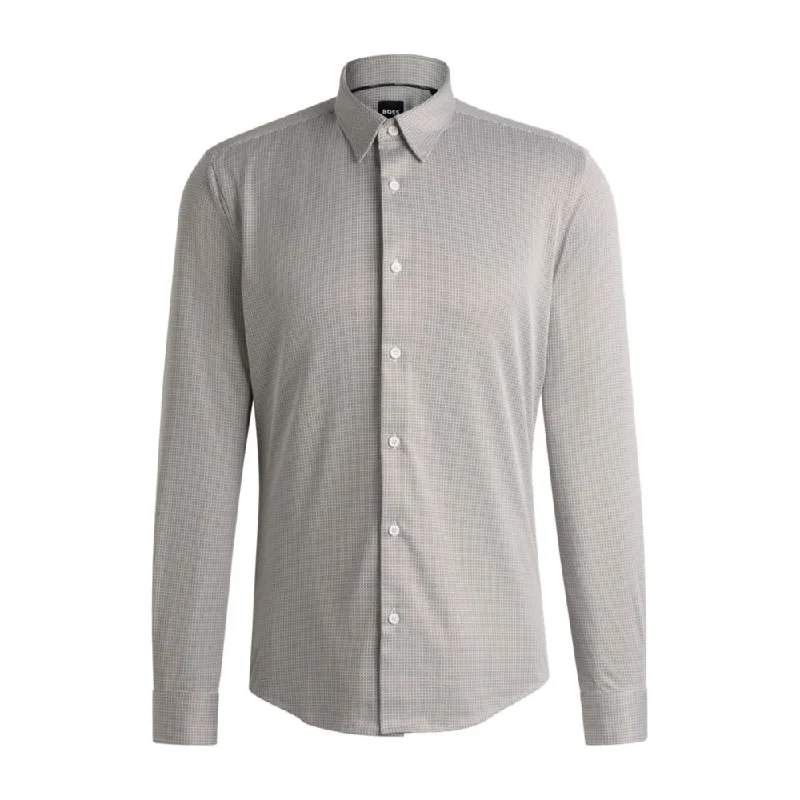 Slim-fit shirt in patterned performance fabric