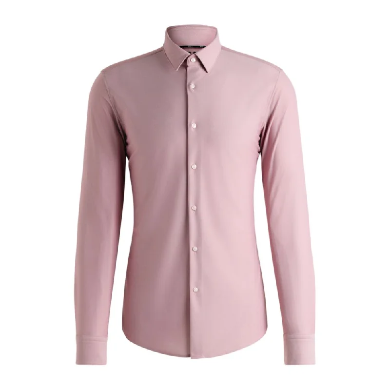 Slim-fit shirt in performance structured jersey