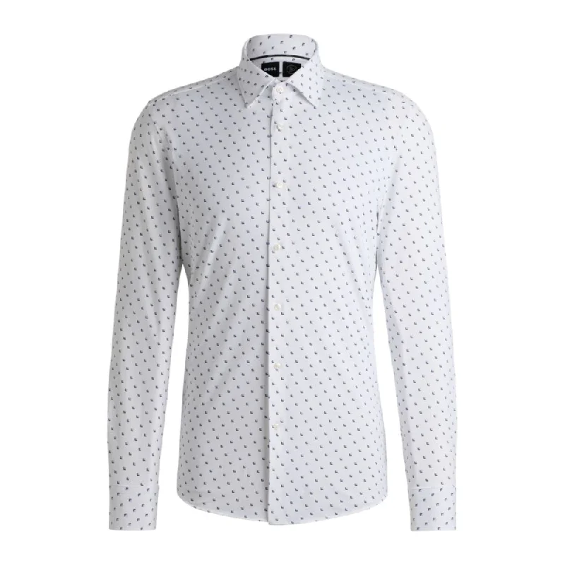 Slim-fit shirt in printed performance-stretch fabric