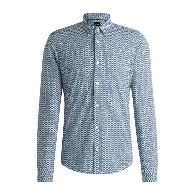 Slim-fit shirt in printed performance-stretch fabric