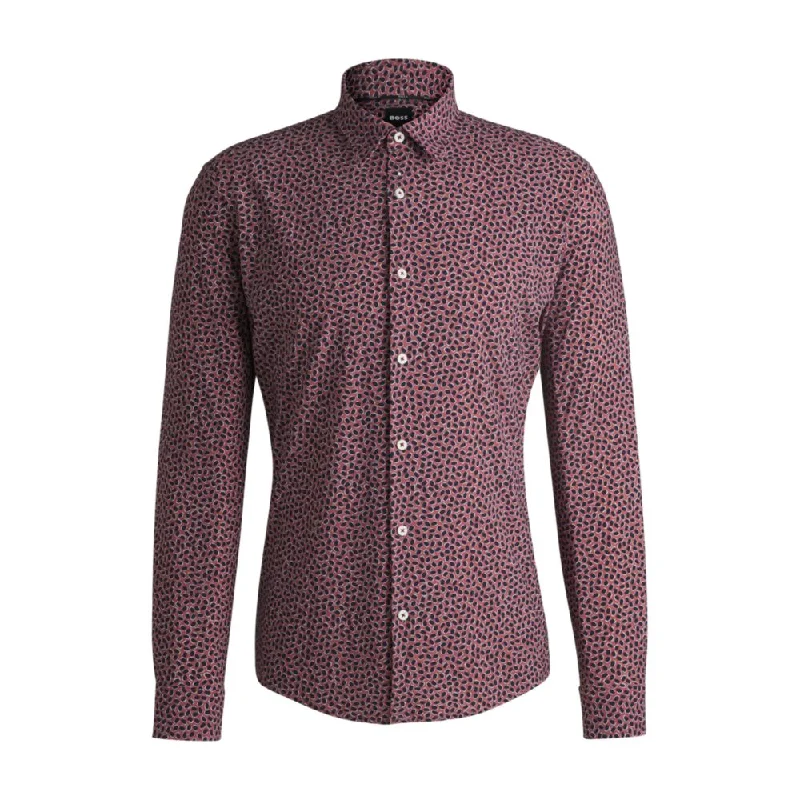 Slim-fit shirt in printed performance-stretch fabric