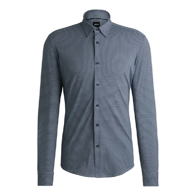 Slim-fit shirt in printed performance-stretch fabric